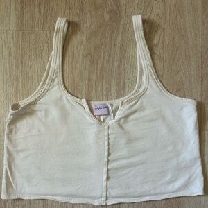 Out From Under Cream Ribbed Tank Top (Size L)